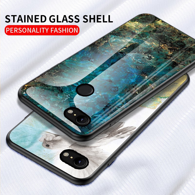 Casing Google Pixel 1 2 3 4 XL Casing Fashion Marbled Glass Back Hrad Phone Case