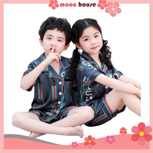 Đồ Ngủ Pijama Cho Bé Cộc Tay In Hình Gu Xì Cực Cute, Bộ Pyjama Cộc Tay Cho Bé Từ 6-27kg