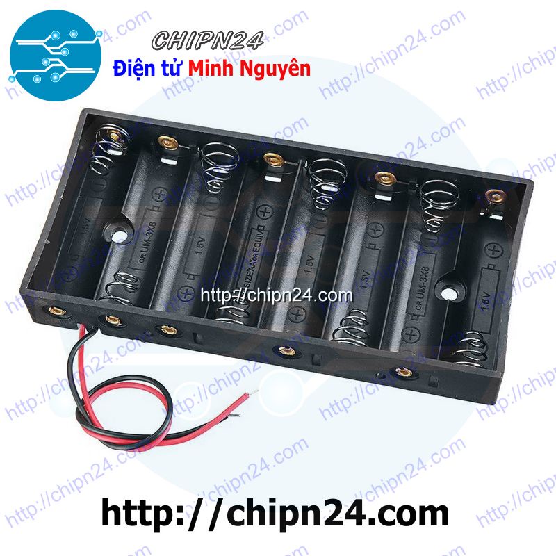 [1 CÁI] Hộp Đế pin 8 viên AA THẲNG (12V)