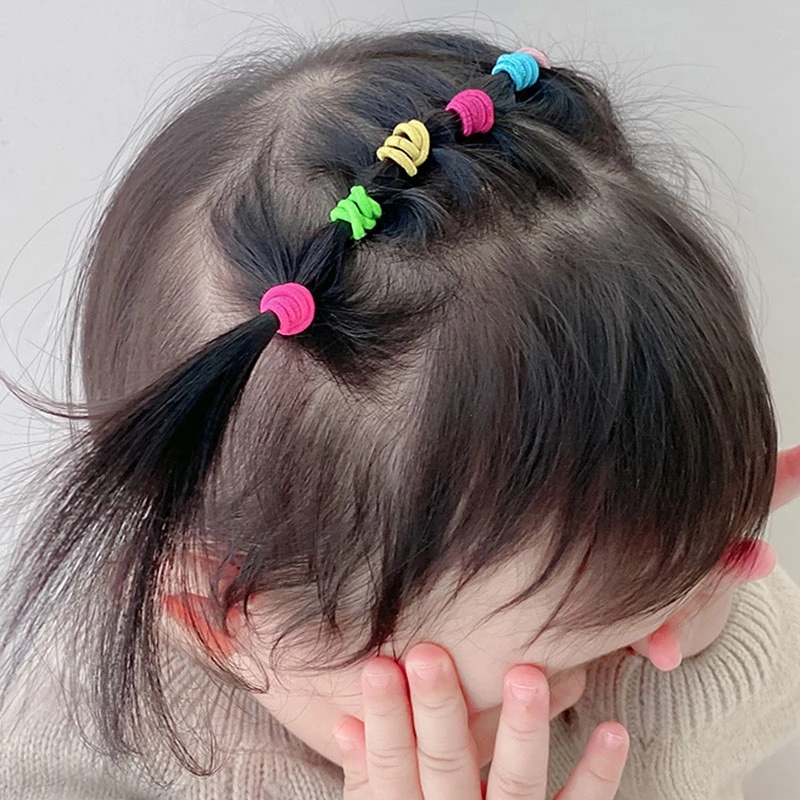 Set 100 dây buộc tóc KIDSBOWS co giãn nhiều màu sắc thời trang cho bé gái