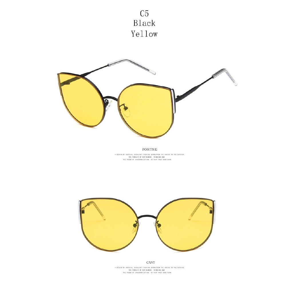 Kính Mát Samjune Kiểu Mắt Mèo Cỡ Lớn Gọng Kim Loại Chống Tia UV400 Dành Cho Nữ