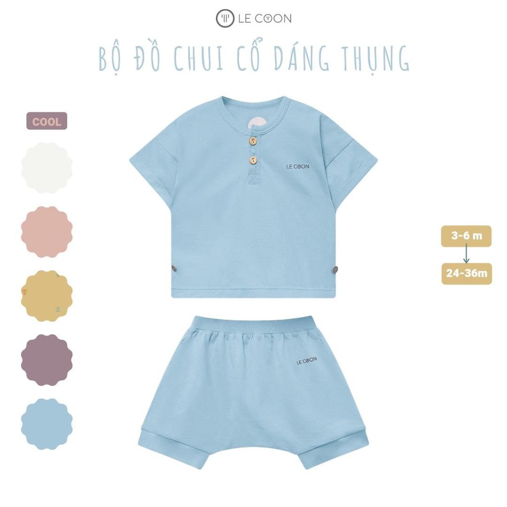 [Chính Hãng] Bộ cộc tay quần đùi cổ trụ cotton trẻ em Le Coon