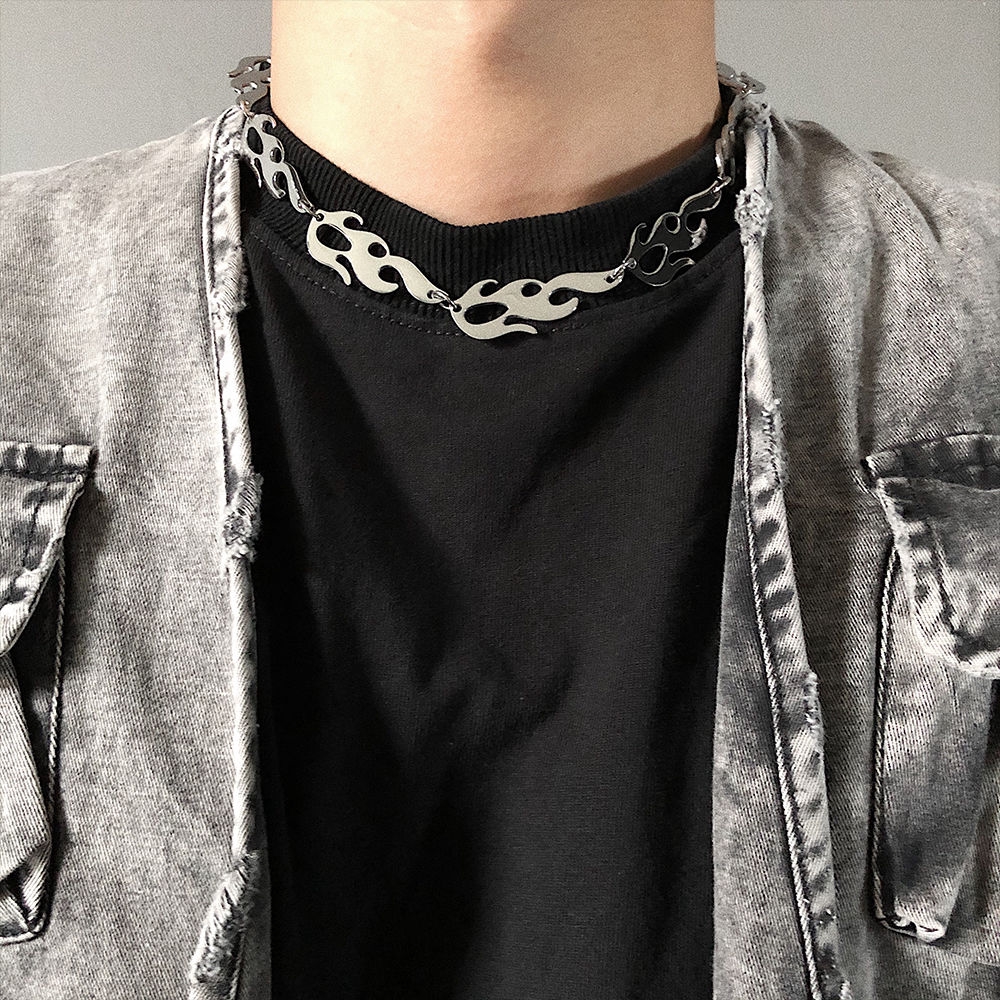 Dây Chuyền Mặt Hình Ngọn Lửa Phong Cách Hip Hop