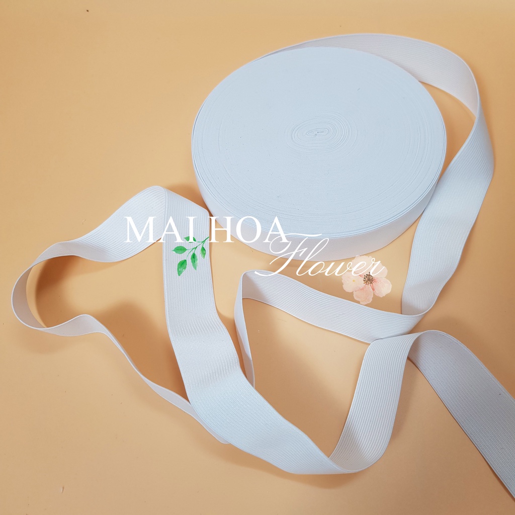 Dây thun may quần trắng size 3.5cm chun quần mỏng mềm giãn tốt mặc êm Maihoaflower