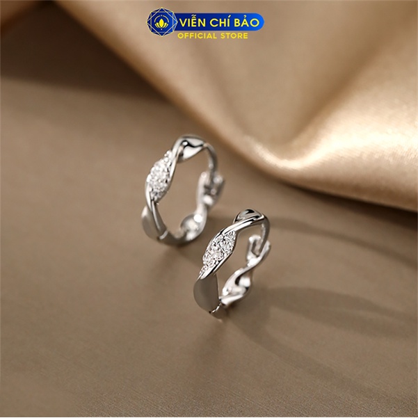Bông tai nữ xoắn đính đá new chất liệu bạc 925 thời trang phụ kiện trang sức nữ Viễn Chí Bảo B000273