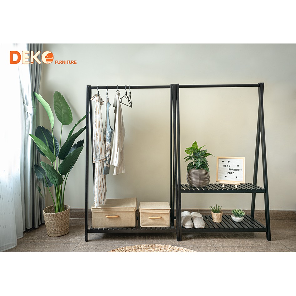 Giá treo quần áo 2 tầng 86cm màu đen DEKO