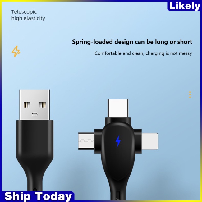 Cáp Sạc Nhanh 6a 66w 3 Trong 1 Chuyên Dụng Cho Ios Android Type-c