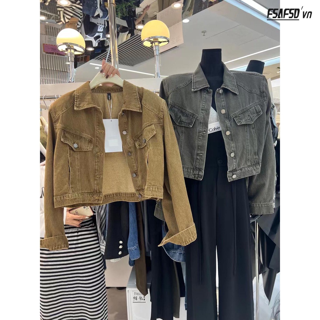 Áo Khoác Denim Dáng Rộng Thiết Kế Mới Thời Trang Mùa Thu Theo Phong Cách Hàn Quốc