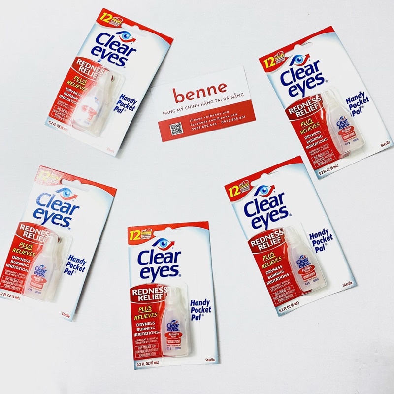 [  Bill Mỹ,Date 7/26] Nước nhỏ mắt Clear Eyes Redness Relief 6ml của Mỹ
