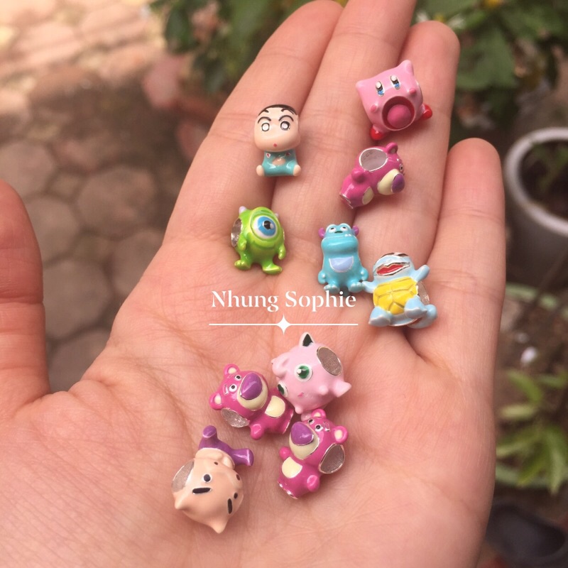 Charm nghệ nhân chế tác bạc 925 tráng men sứ Trung Hoa các nhân vật hoạt hình yêu thích shin bút chì