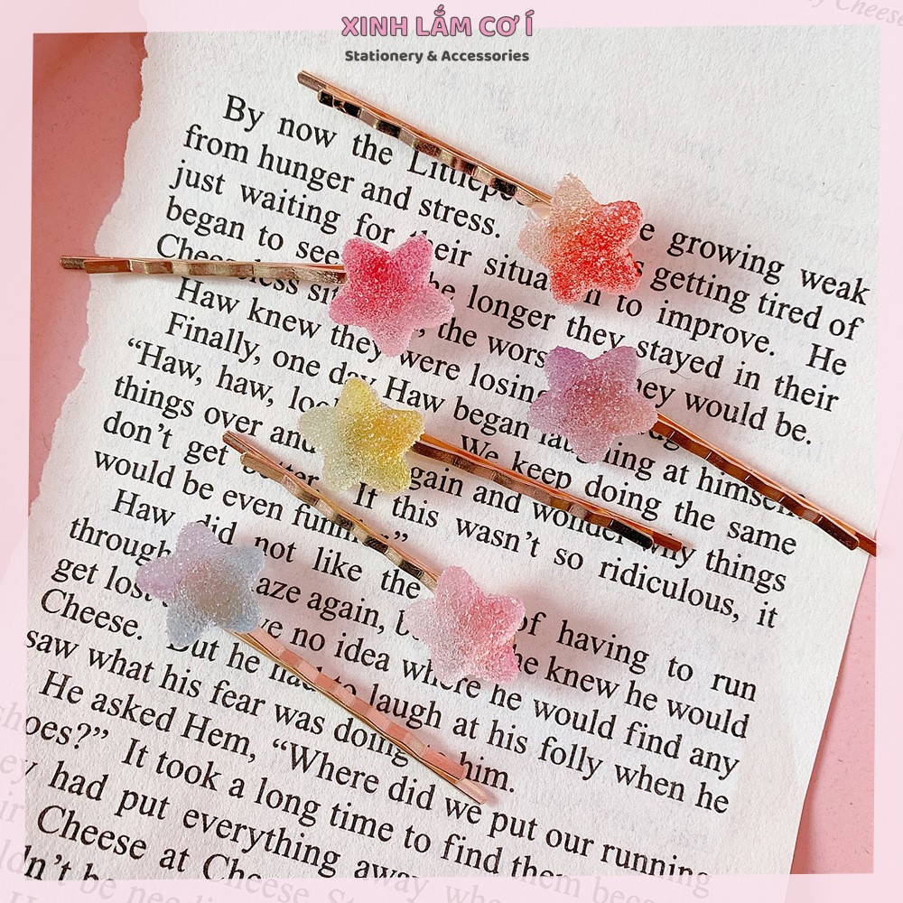 Set 2 Kẹp Tóc Kẹo Dẻo Ngôi Sao, Trái Tim Cực Xinh Xắn [Xinh Lắm Cơ Í]