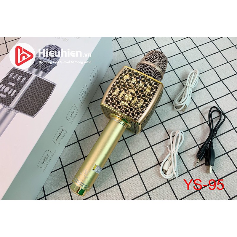 Micro Karaoke Bluetooth YS-95 JVJ Cao Cấp, Micro Livestrem Cầm Tay Thích Hợp Loa Bass - BH 6 tháng