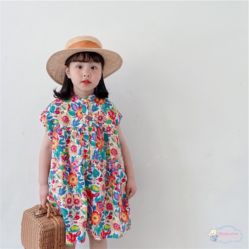 Bộ Áo Liền Quần Ống Rộng In Họa Tiết Hoa Thời Trang Cho Bé Gái