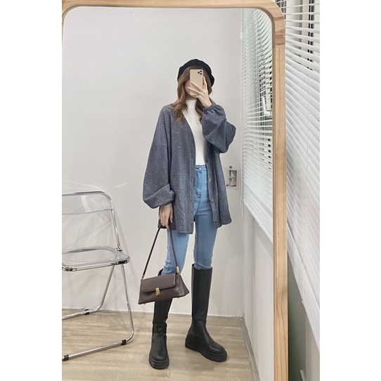 Áo Cardigan nỉ bông cotton ( Ảnh thật )