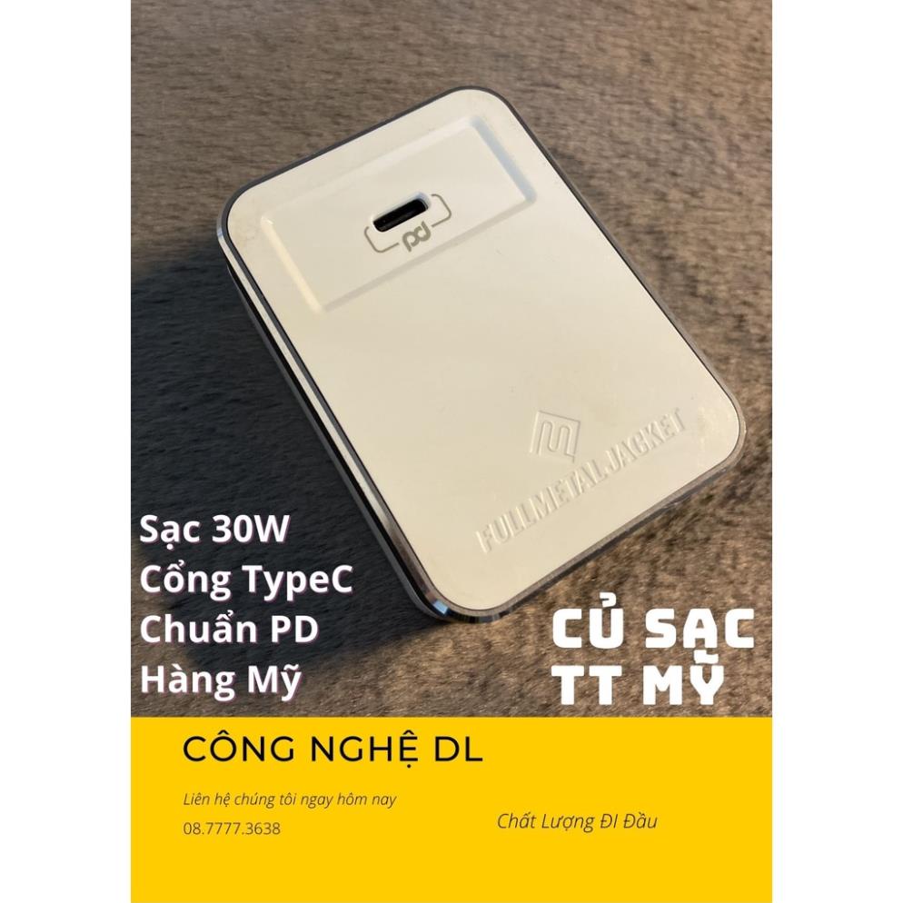 Củ Sạc Xuất Thị Trường Mỹ Fullmetal JACKET Chính Hãng Sạc nhanh 30W cổng PD TypeC (Hàng Lướt)