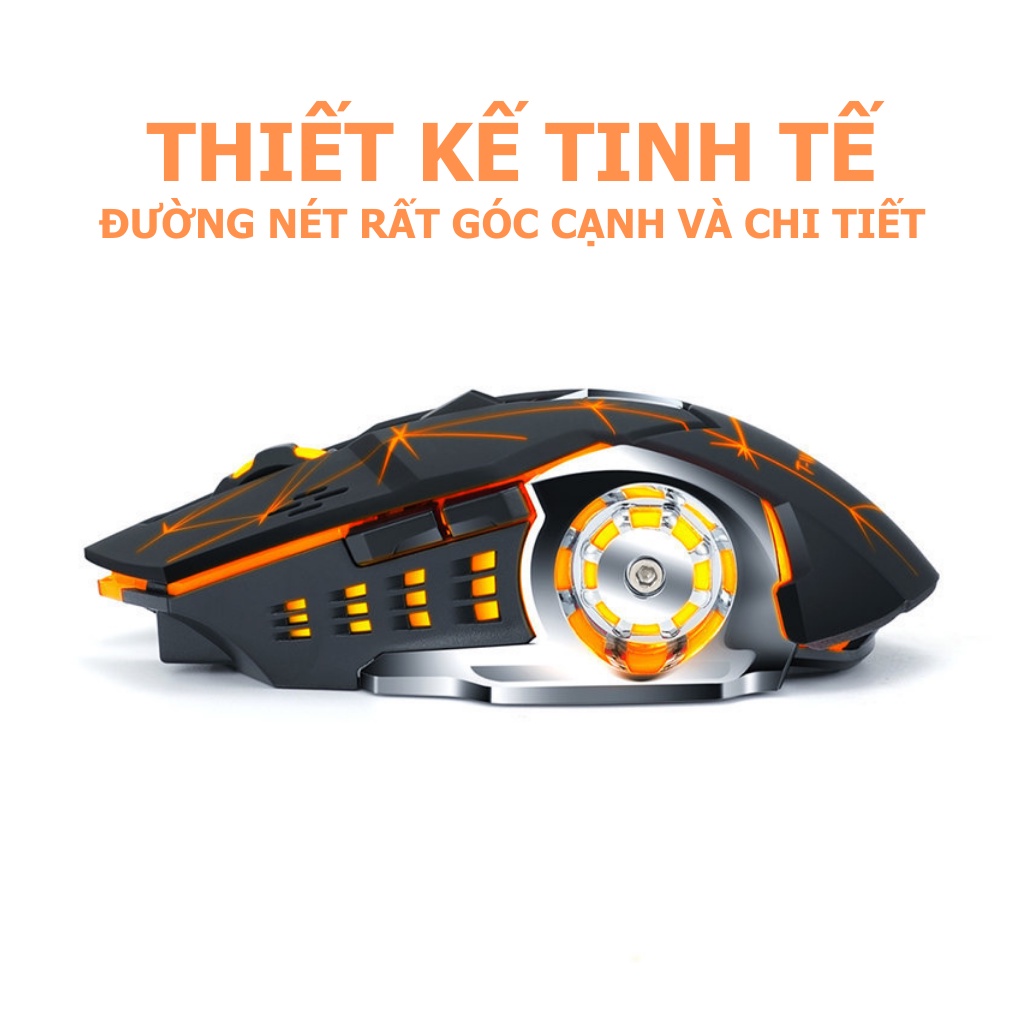 Chuột không dây gaming pin sạc T-Wolf Q13, click không ồn, led RGB đổi màu siêu đẹp, đỉnh cao dành cho gamer