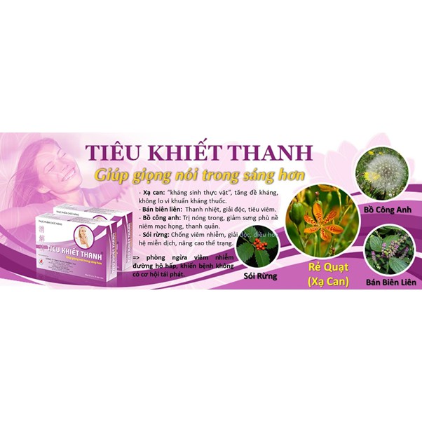 Tiêu Khiết Thanh – Giúp giọng nói trong trẻo, hỗ trợ điều trị viêm thanh quản, viêm amidan, khản tiếng (Hôpj 30 viên)