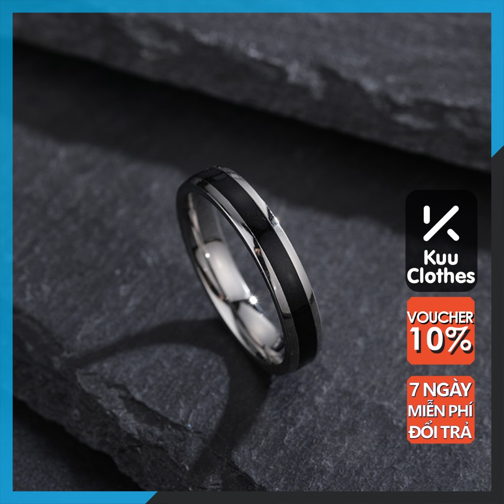 Nhẫn Nam Thời Trang Basic Kuu Clothes Màu Bạc Đẹp Cao Cấp Chất Liệu Titan Không Gỉ - Nhẫn Proxy Ring Bản Nhỏ