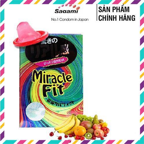 Bao Cao Su Sagami Miracle Fit hình 3D,(10 bao), Nhật Bản, Siêu mỏng_Lằn thắt 6 vòng_Độc đáo mới lạ /đôn dên