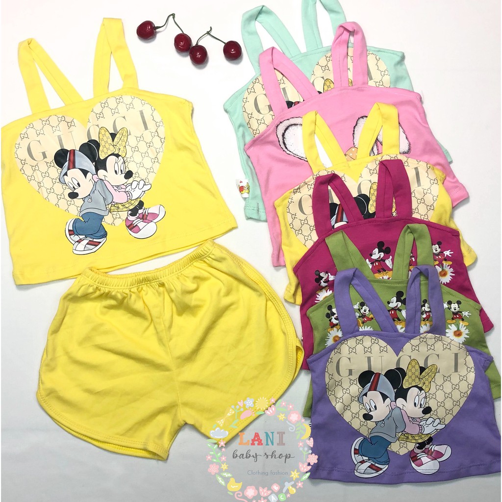 (8-22kg) Bộ 2 dây cực dễ thương vải cotton 4 chiều mềm mát cho bé gái mặc mùa hè