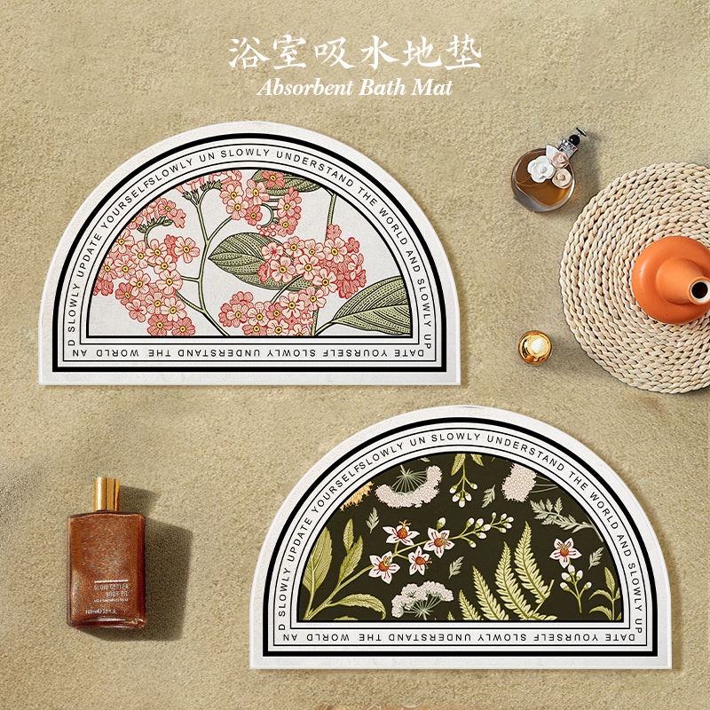 Thảm chùi chân hình tròn hút nước chống trượt nhanh khô kích thước 40*60cm