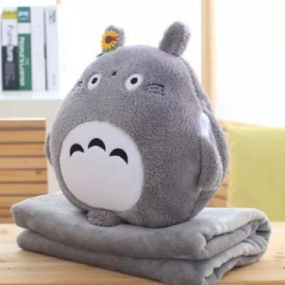 Bộ chăn gối văn phòng totoro 3 in 1 Xám