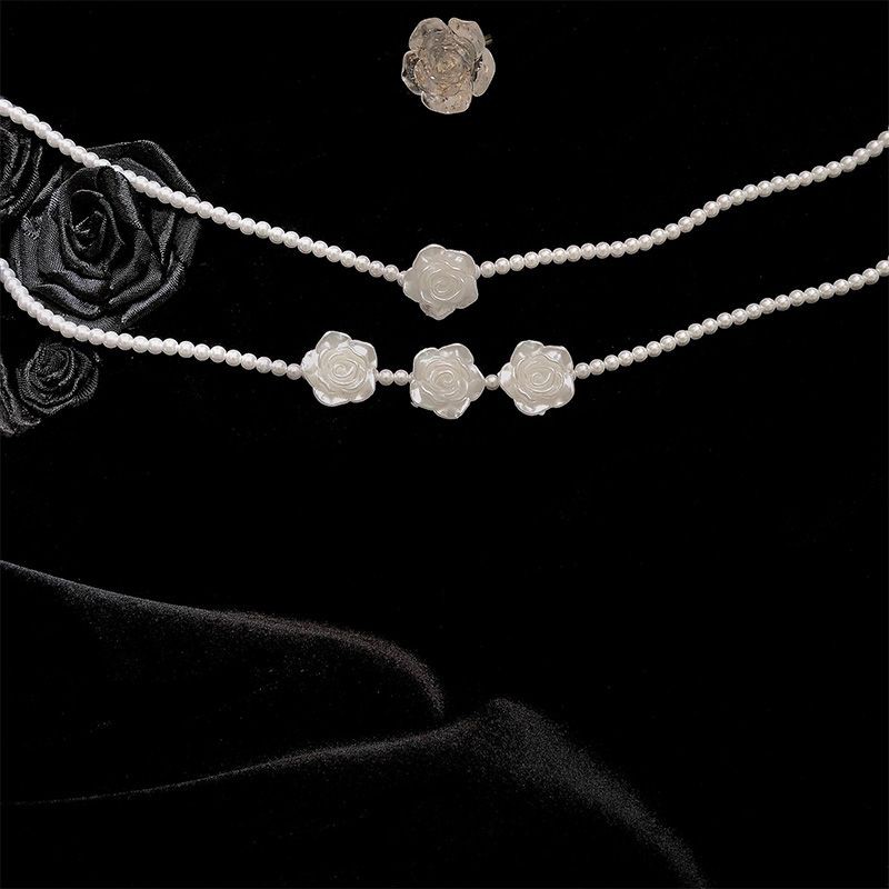 Vòng cổ choker vintage hạt phối hoa hồng cực xinh mã YT-88