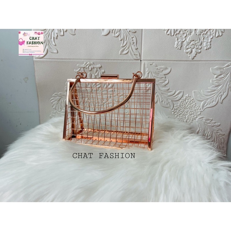 Túi xách đi tiệc lưới kim loại có quai xách mới