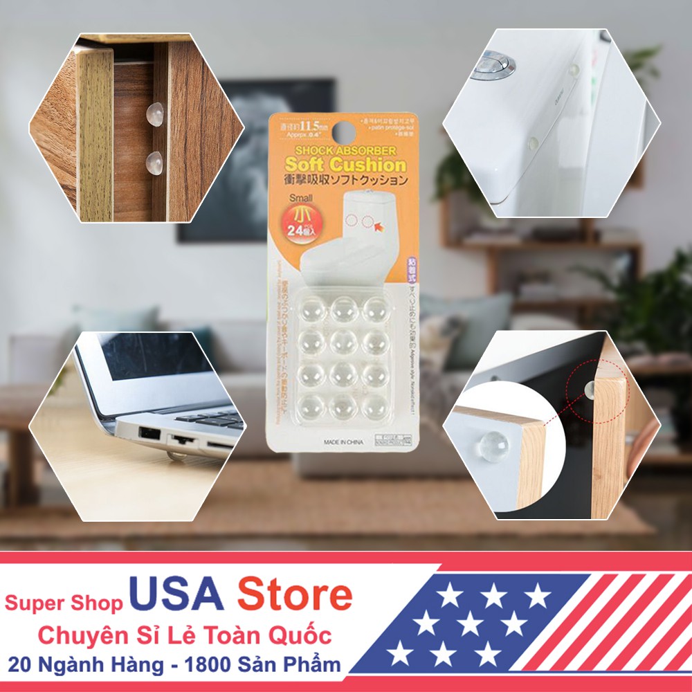 Set Vỉ 12 Viên Silicon, Hạt Đệm Gắn Chân Bàn, Chân Ghế - Chống Va Đập Đa Năng Bảo Vệ Tường Và Tay Nắm Cửa