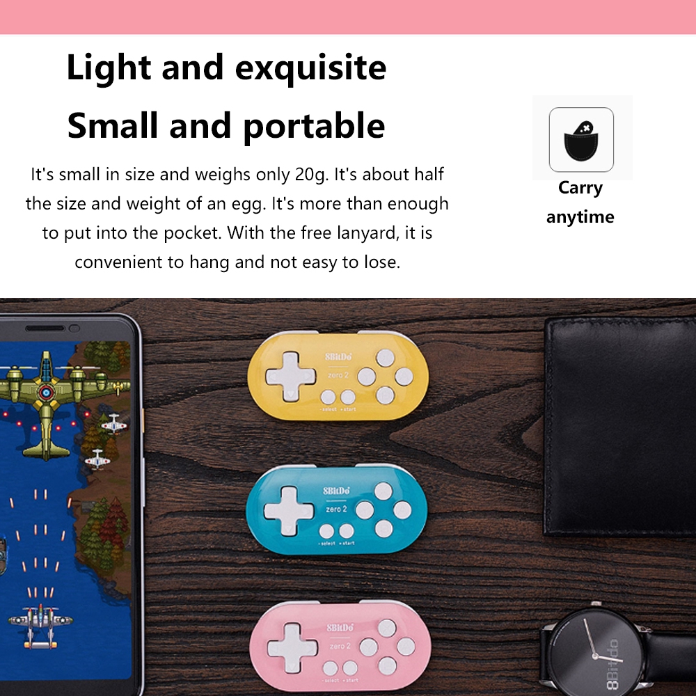 Tay Cầm Chơi Game Bluetooth Không Dây Mini 8bitdo Zero 2 Cho Máy Chơi Game Nintendo Switch Windows Android Macos