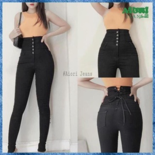 Quần Jeans Nữ – Quần Skinny Dây Kéo Lưng Cao Thắt Dây Siết Eo DK103