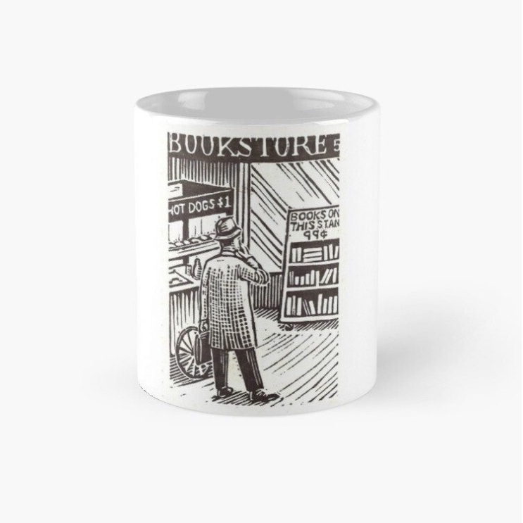 Cốc sứ in hình book store - dilemma lưỡng nan