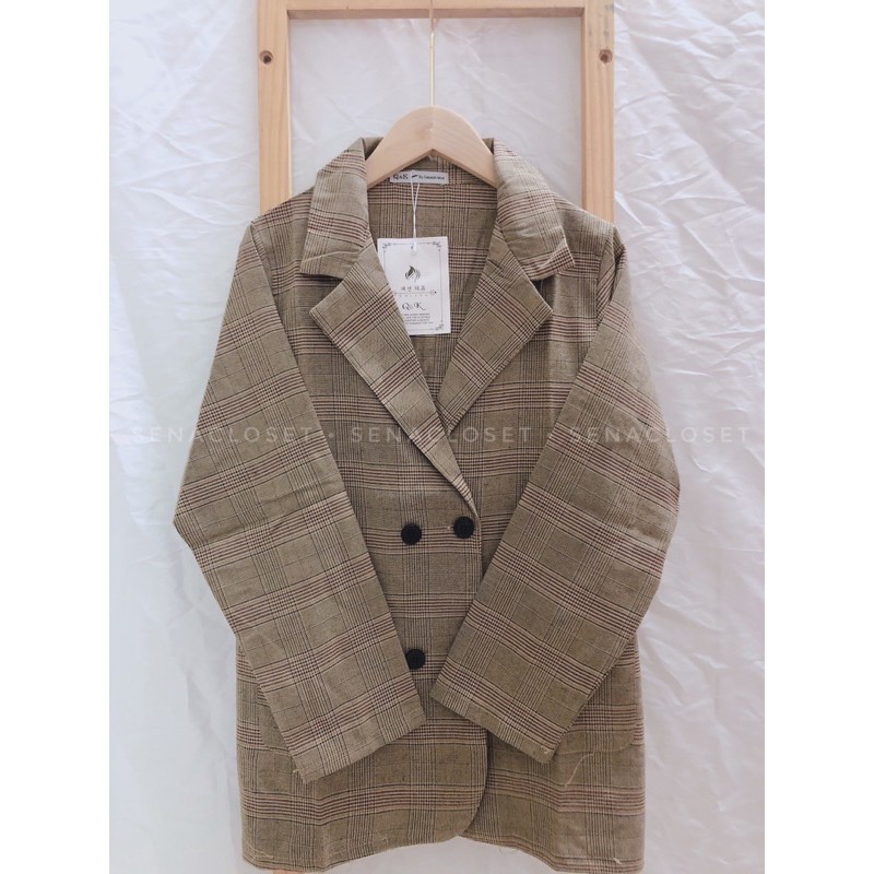 ÁO BLAZER KẺ 1 LỚP NÂU BE QC STYLE ULZZANG HQ (Ảnh thật) | BigBuy360 - bigbuy360.vn