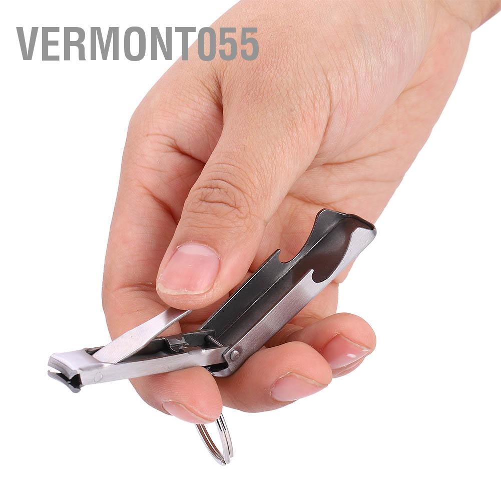 Vermont055 Outdoor Multi-function 2 in 1 Mini Tool Key Chain Ring Nail Cutter Clippers Bottle Opener