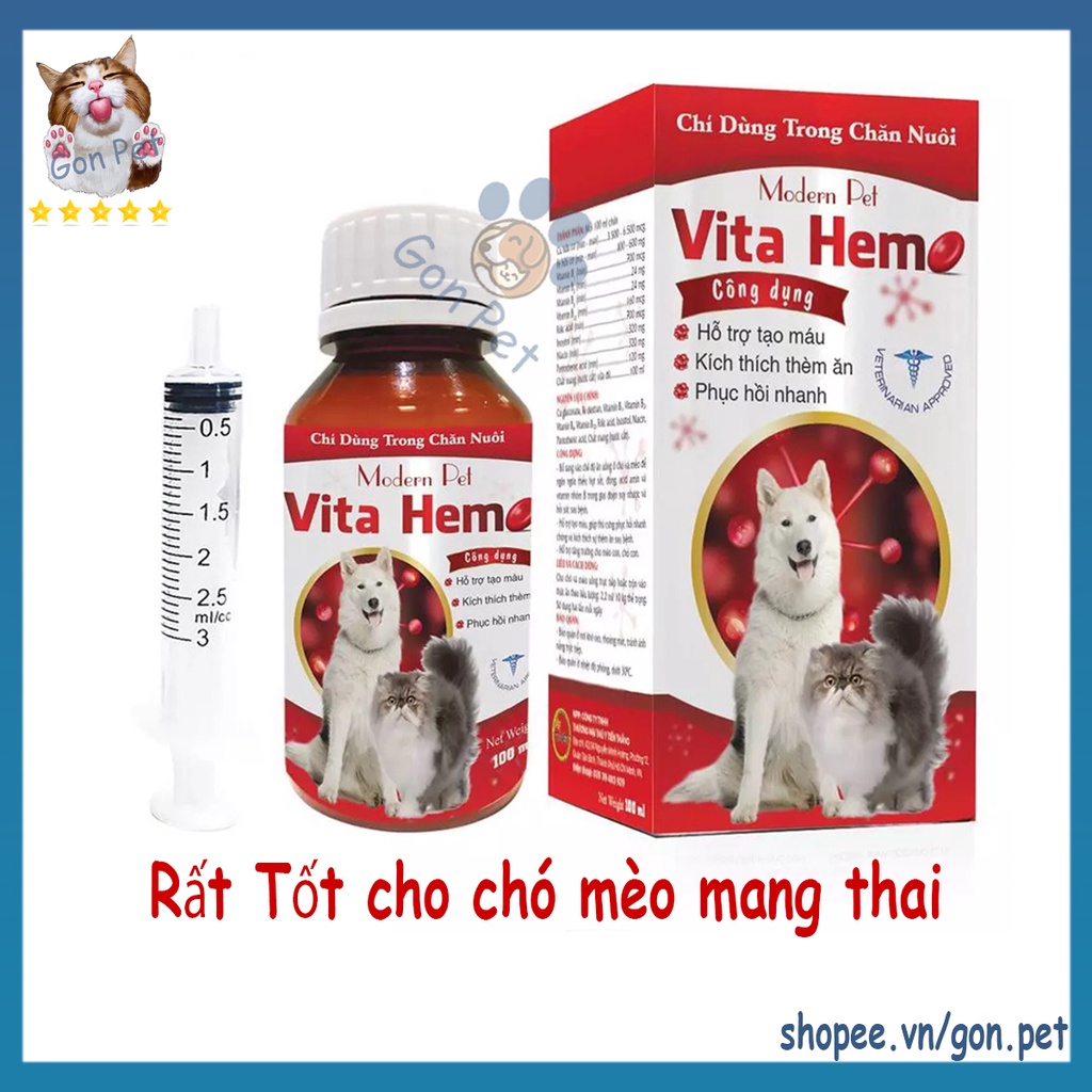 Vita Hemo Hỗ Trợ Tạo Máu, Kích Thích Thèm Ăn, Vitamin Cho Chó Mèo