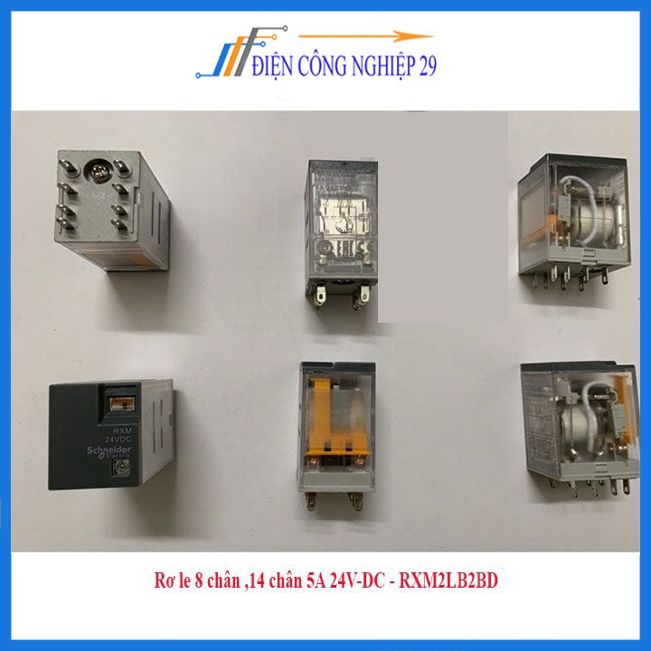 Rơ le trung gian rơle kiếng  24V  đế 8 chân 14 chân