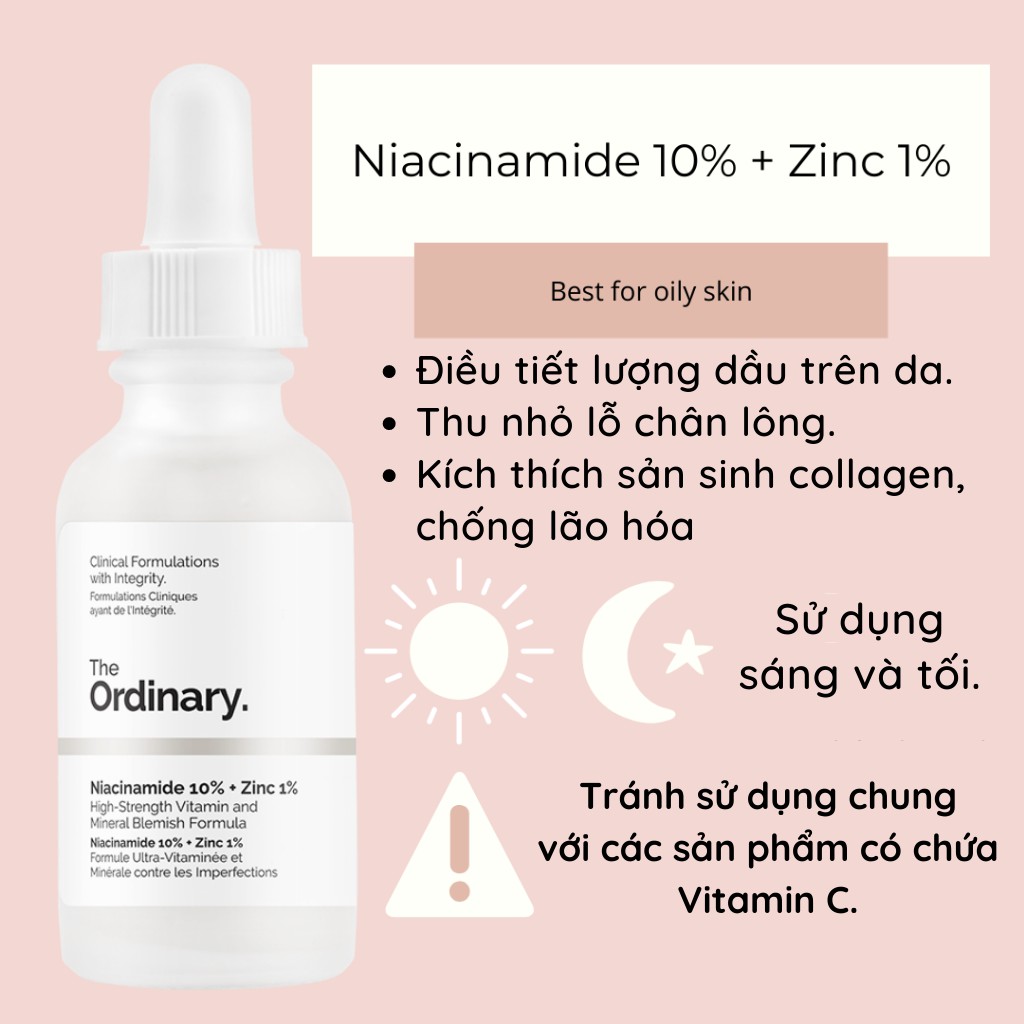 The Ordinary Niacinamide 10% + Zinc 1% serum tinh chất kiềm dầu, giảm mụn, thu nhỏ lỗ chân lông - Tiệm Nhà Ngọc