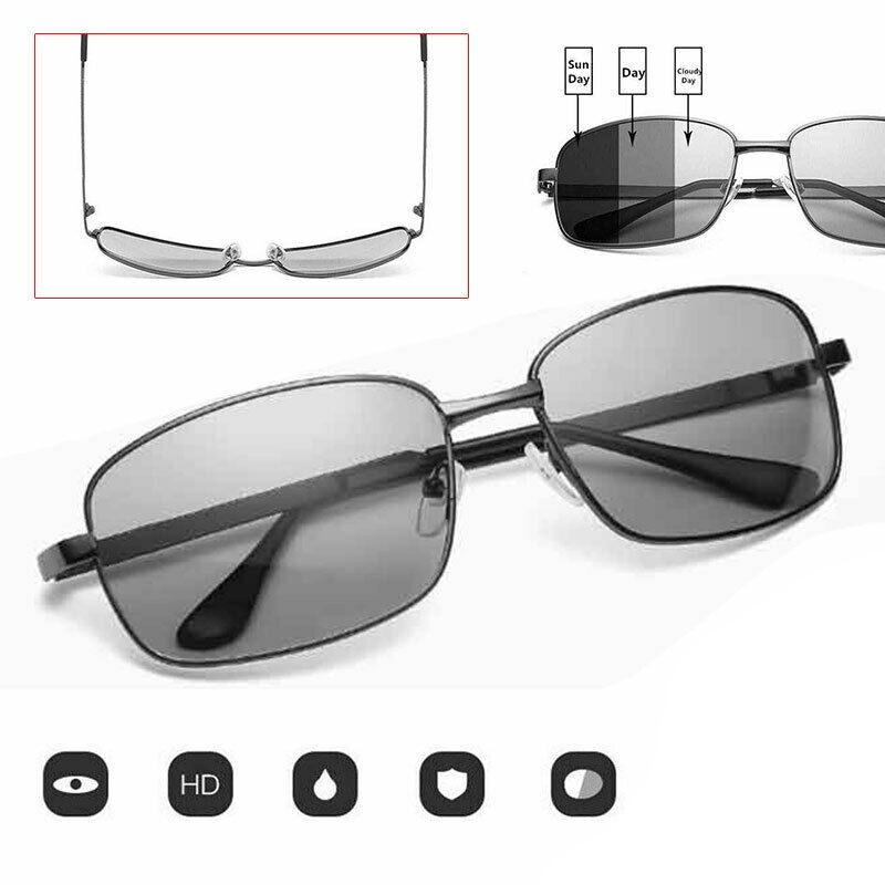 Kính Mát Phân Cực Tròng Vuông Thay Đổi Màu Sắc Cho Nam Lái Xe Ban Đêm