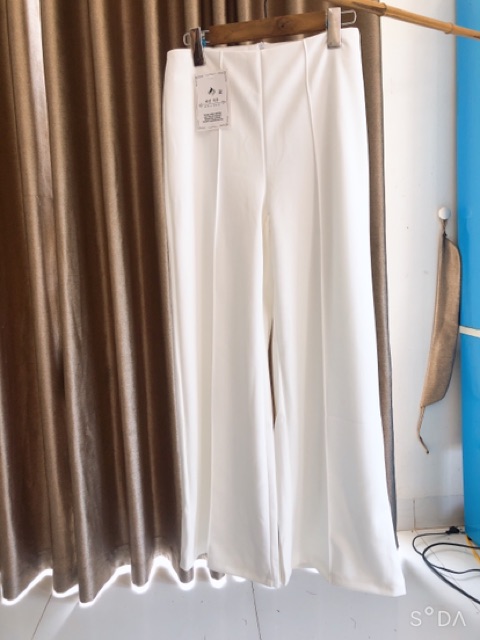 Quần ống rộng nữ,quần ống suông nữ gân giữa cạp cao dáng dài chất vải co giãn