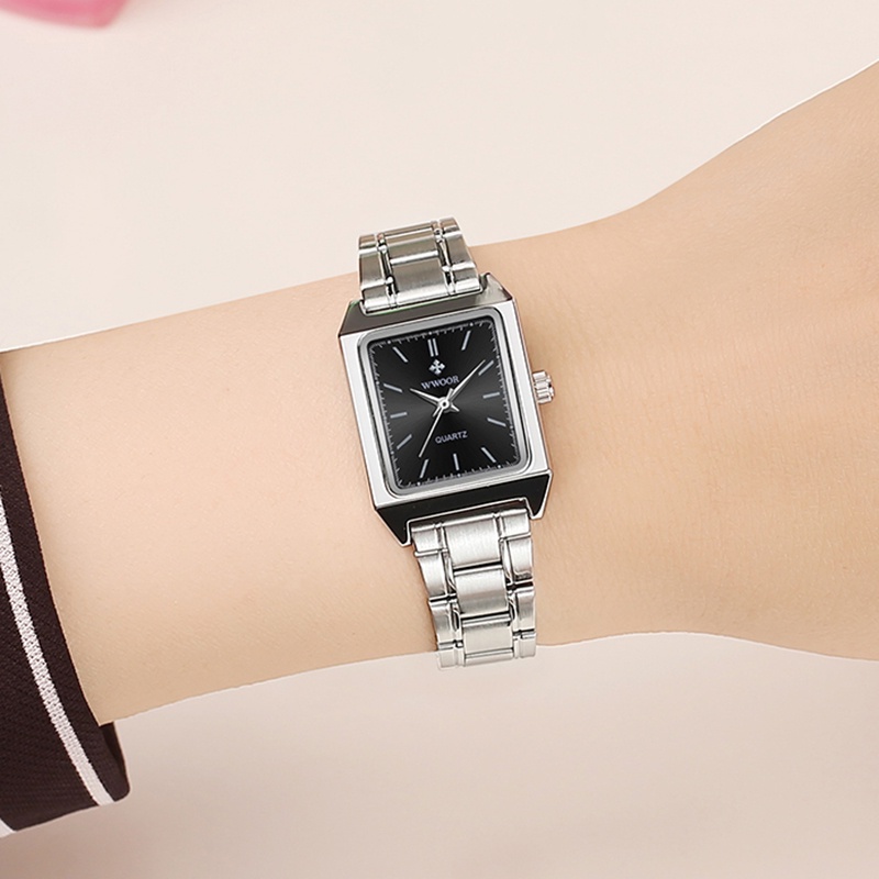 Wwoor Đồng Hồ Đeo Tay Mặt Vuông Nhỏ Màu Đen Thời Trang Cho Nữ xfcs montre femme-8850