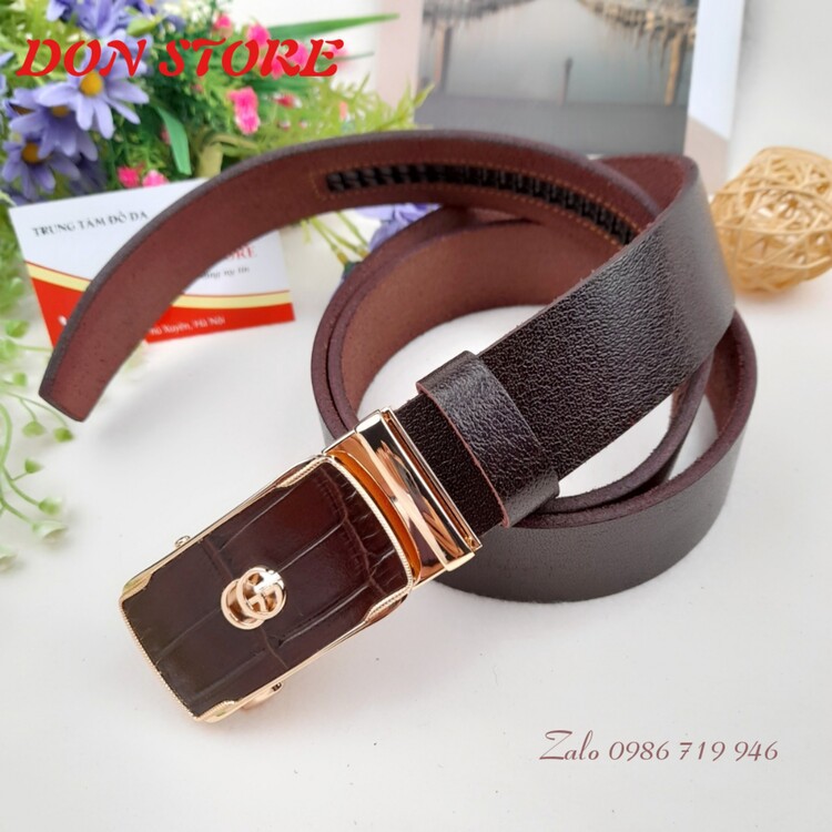 [LEATHER 100%] Thắt Lưng Nam Hàng SIÊU ĐẸP Khóa Kẹp Rút Chống Trượt Cao Cấp Full Da Bò Thật 100% (BH 12 Tháng)