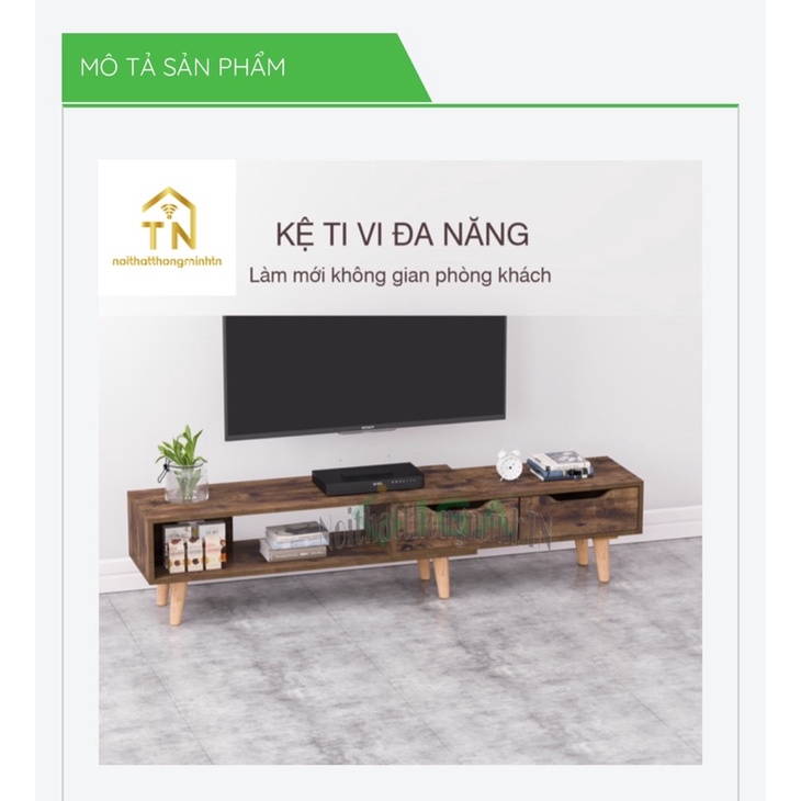 Kệ tủ tivi rút gọn thông minh màu gỗ cháy gỗ mdf chân gỗ sồi GP82.08