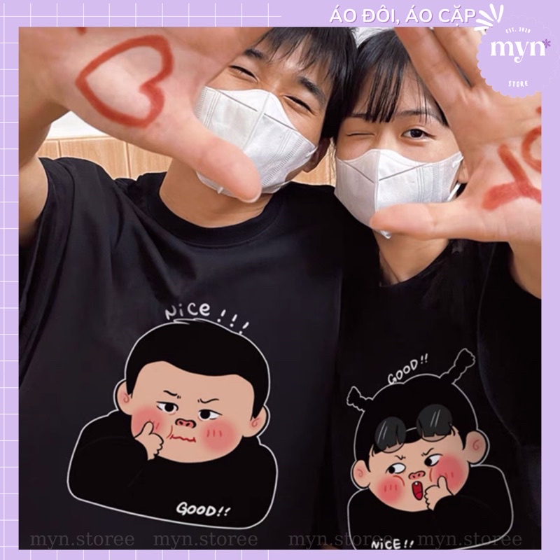 Áo thun cặp đôi chất cotton, form rộng siêu đẹp, Áo phông cặp đôi Unisex Nam Nữ