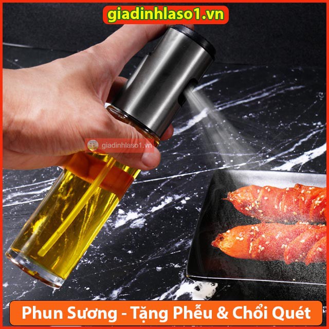 Bình Xịt Dầu Ăn Thủy Tinh Nắp Inox 100ml