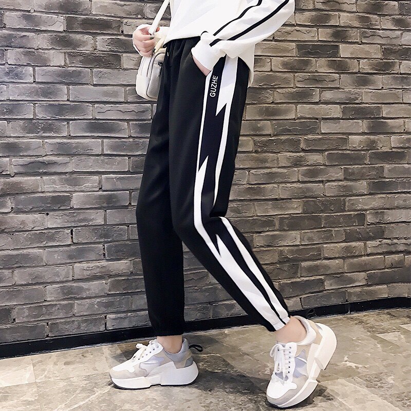 QUẦN THỂ THAO NỮ BÓ ỐNG PHỐI SỌC CHỚP, CHẤT THUN DÀY DẶN THỜI TRANG ĐÔNG MS658
