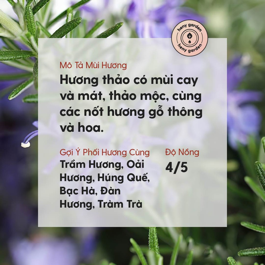 Tinh Dầu Hương Thảo Organic Thiên Nhiên Nguyên Chất Đậm Đặc Xông Thơm Phòng, Làm Nến Thơm HENY GARDEN