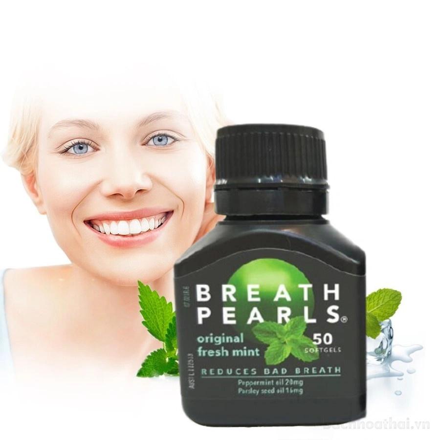 Thơm Miệng Thảo Dược Breath Pearls Fresh Mint Lọ 50 Viên