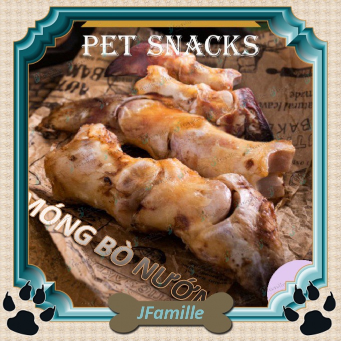 [HOT SNACK]Xương Gặm Mài Răng JFamille, Bổ Sung Collagen &amp; Canxi, Móng Bò Nướng Giòn, Chống Cắn Phá. JF98