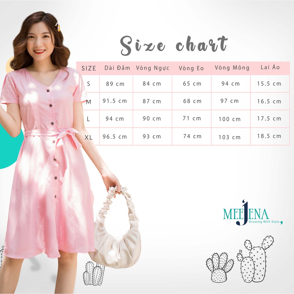 Đầm Nữ Tay Ngắn Lụa Màu Thắt Dây Ngang Bụng 42-56 kg - MEEJENA - 2578