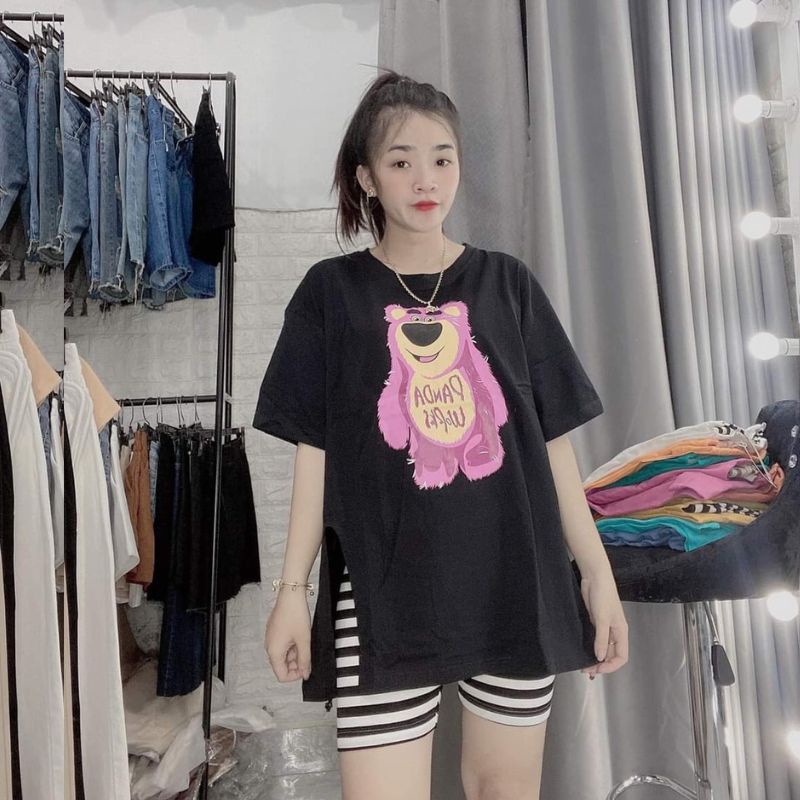 Đồ bộ nữ ESHOP đồ bộ mặc nhà bigsize áo xẻ tà 1 bên quần lửng ngố thun gân đẹp dễ thương đi chơi ngủ cute DB39
